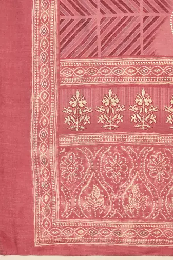 Rose Pink Printed Kurta Set with Embroidery and Dupatta