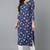 Women blue printed rayon stiched straight kurta pant suit set