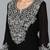 Women black printed silk blend stiched straight kurta trousers suit set
