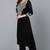 Women black printed silk blend stiched straight kurta trousers suit set