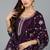 Women purple printed silk blend stiched straight kurta trousers suit set