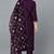 Women purple printed silk blend stiched straight kurta trousers suit set