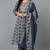 Women blue printed pure cotton  stiched straight kurta trousers suit set