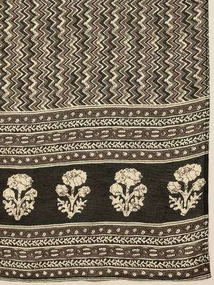 women black rayon blend geometric printed straight kurta trouser with dupatta 6
