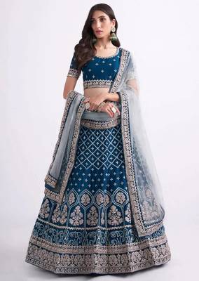 Blue  Embroidered Lehenga Choli 1