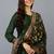 Women green printed silk blend stiched straight kurta pant suit set