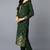 Women green printed silk blend stiched straight kurta pant suit set