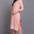Women pink printed pure cotton  stiched straight kurta trousers suit set