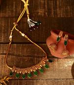 Green Palakka Necklace Set With Earrings