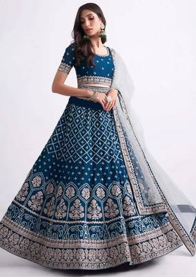 Blue  Embroidered Lehenga Choli 3
