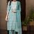 Women green printed pure cotton  stiched straight kurta trousers suit set
