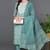Women green printed pure cotton  stiched straight kurta trousers suit set