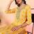 Women yellow printed pure cotton  stiched straight kurta salwar suit set