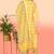 Women yellow printed pure cotton  stiched straight kurta salwar suit set