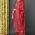 Women red printed poly crepe stiched straight kurta trousers suit set