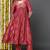 Women red printed polyester stiched flared kurta palazzo suit set