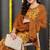 Women yellow printed rayon stiched straight kurta trousers suit set
