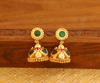 Kerala style gold plated palakka earrings 1