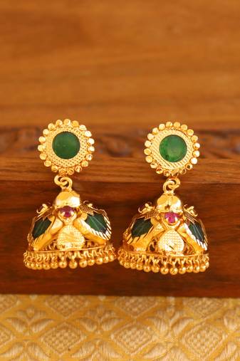 Kerala style gold plated palakka earrings