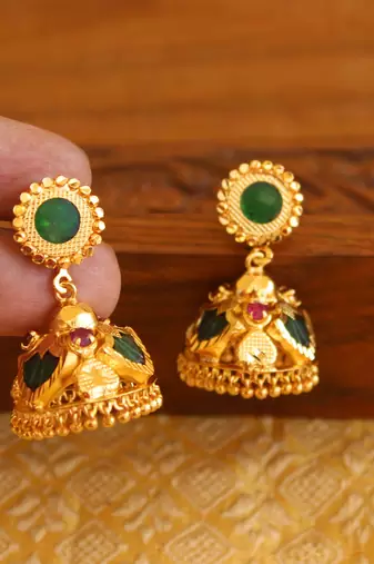 Kerala style gold plated palakka earrings