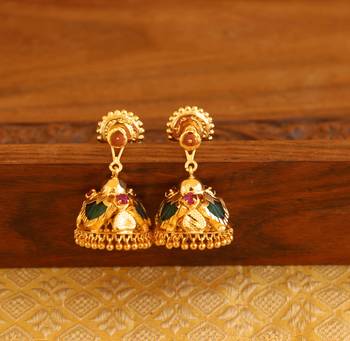 Kerala style gold plated palakka earrings 3