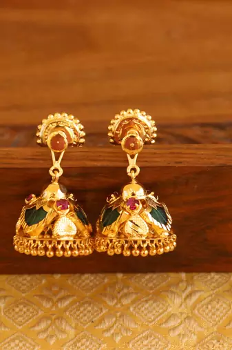 Kerala style gold plated palakka earrings