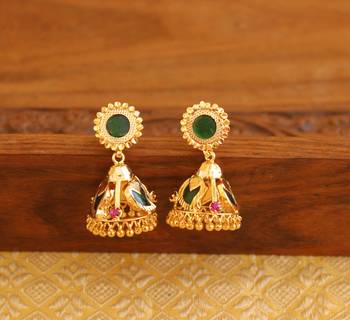 Kerala style gold plated palakka mango earrings 1