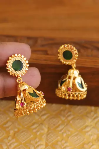 Kerala style gold plated palakka mango earrings