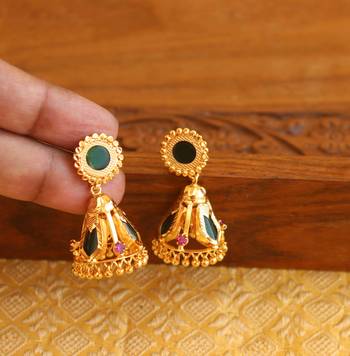 Kerala style gold plated palakka nagapadam earrings 1