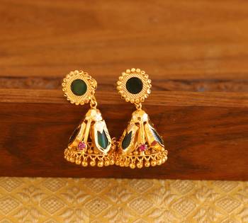 Kerala style gold plated palakka nagapadam earrings 2