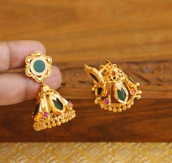 Kerala style gold plated palakka nagapadam earrings 1