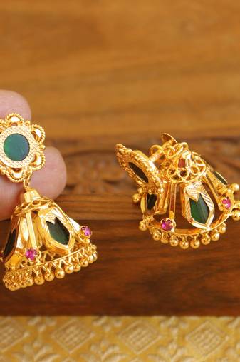 Kerala style gold plated palakka nagapadam earrings