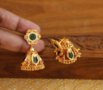 Kerala style gold plated palakka nagapadam earrings 2