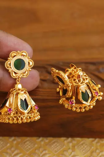 Kerala style gold plated palakka nagapadam earrings