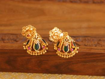 Kerala style gold plated palakka nagapadam earrings 3