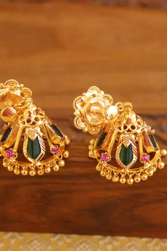 Kerala style gold plated palakka nagapadam earrings