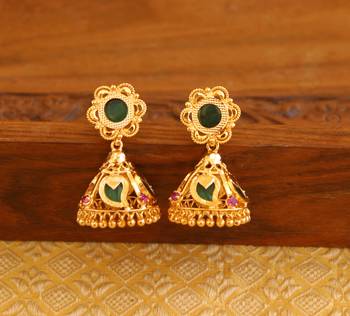 Kerala style gold plated palakka mango earrings 1