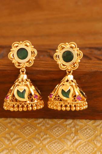Kerala style gold plated palakka mango earrings
