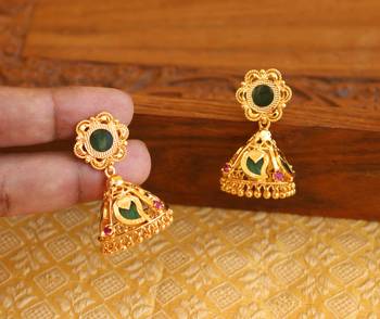 Kerala style gold plated palakka mango earrings 2