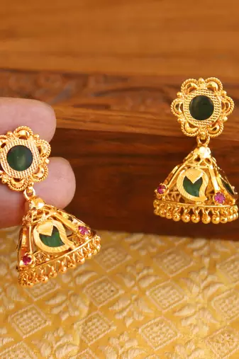 Kerala style gold plated palakka mango earrings