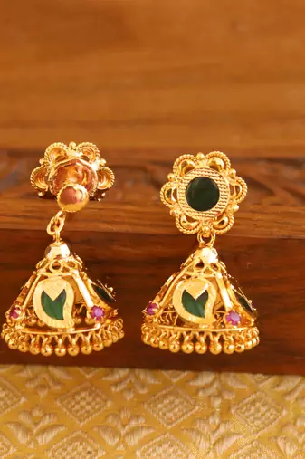 Kerala style gold plated palakka mango earrings
