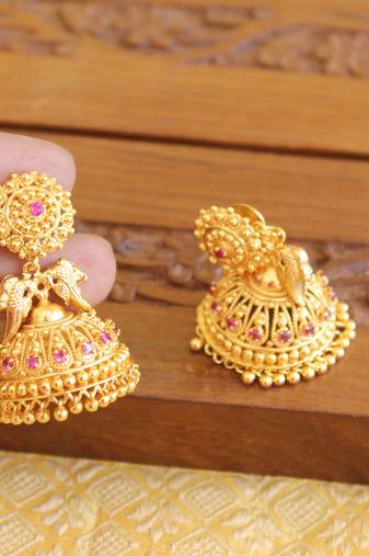 Kerala style gold plated peacock earringss