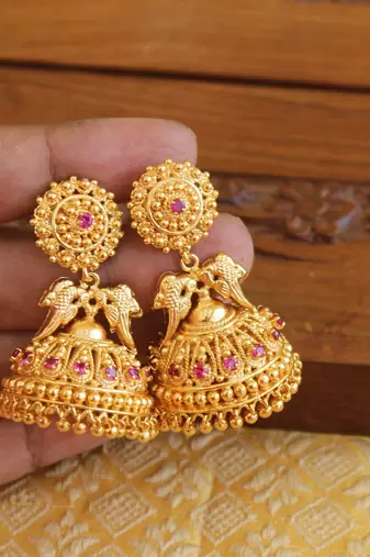 Kerala style gold plated peacock earringss