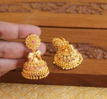 Kerala style gold plated peacock earringss 3