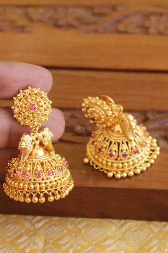 Kerala style gold plated peacock earringss