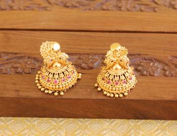 Kerala style gold plated peacock earringss 4