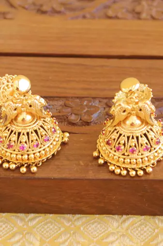 Kerala style gold plated peacock earringss