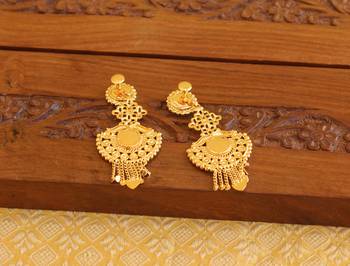 Kerala style gold plated ruby palakka earrings 4