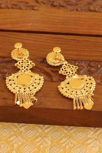 Kerala style gold plated ruby palakka earrings