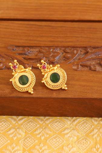 Kerala style gold plated palakka earrings